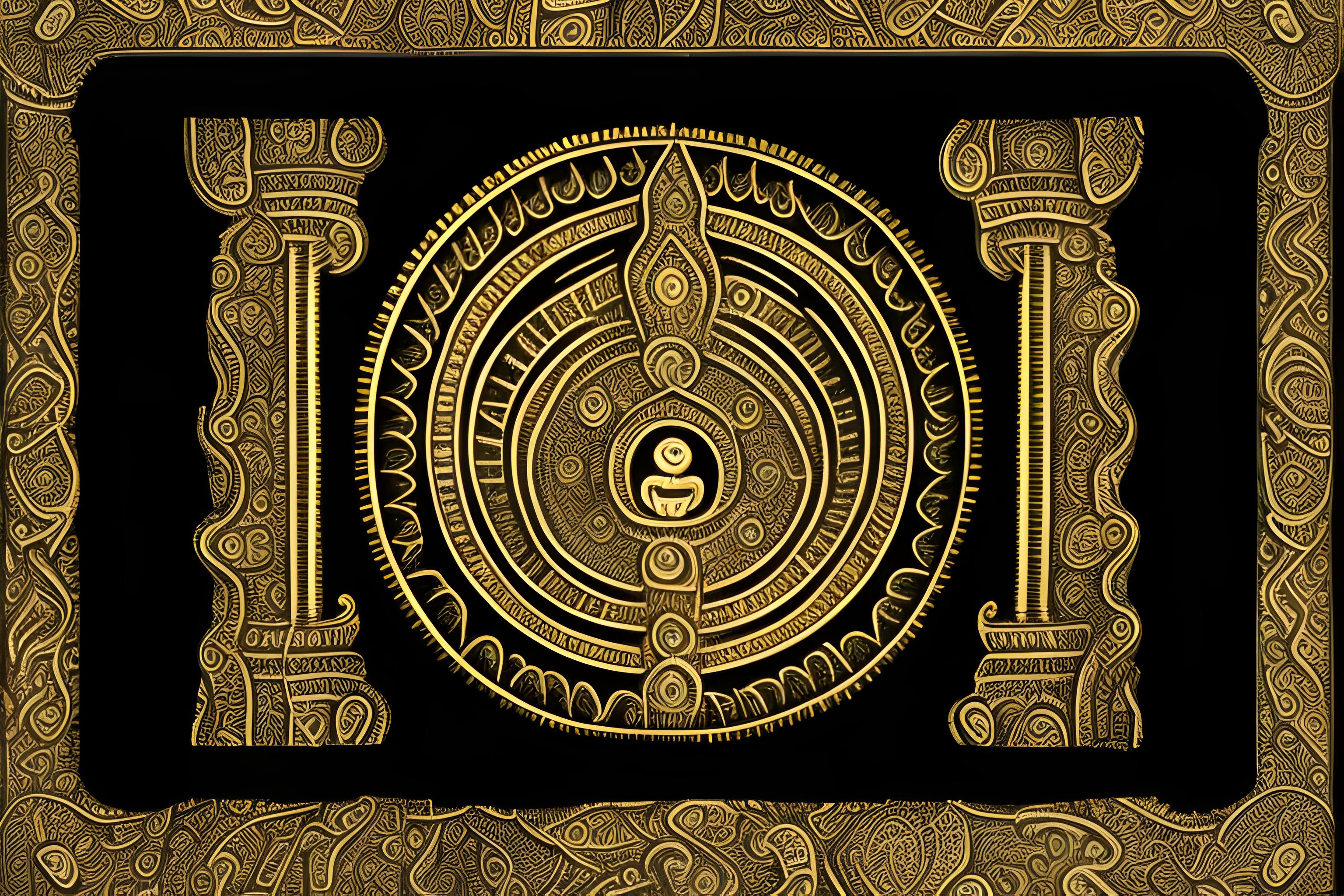 black background and on it written -yatha pinde thatha brahmand and hindu gods around